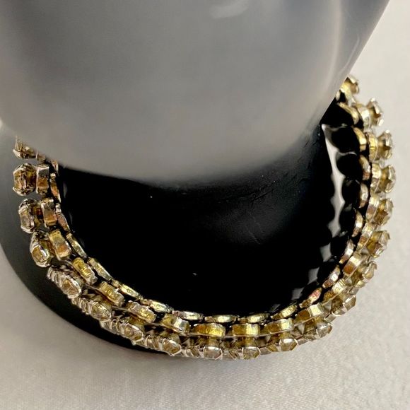 Vintage Bracelet Clear Rhinestones Pave' Stretch - Picture 3 of 8